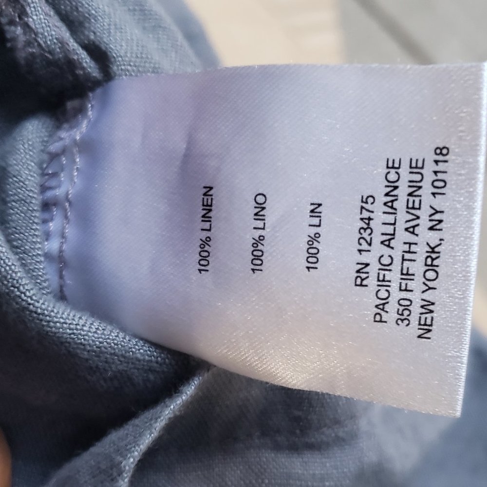 High Low hem Sleeveless Linen Blouse top with gold accents Gray color size Large